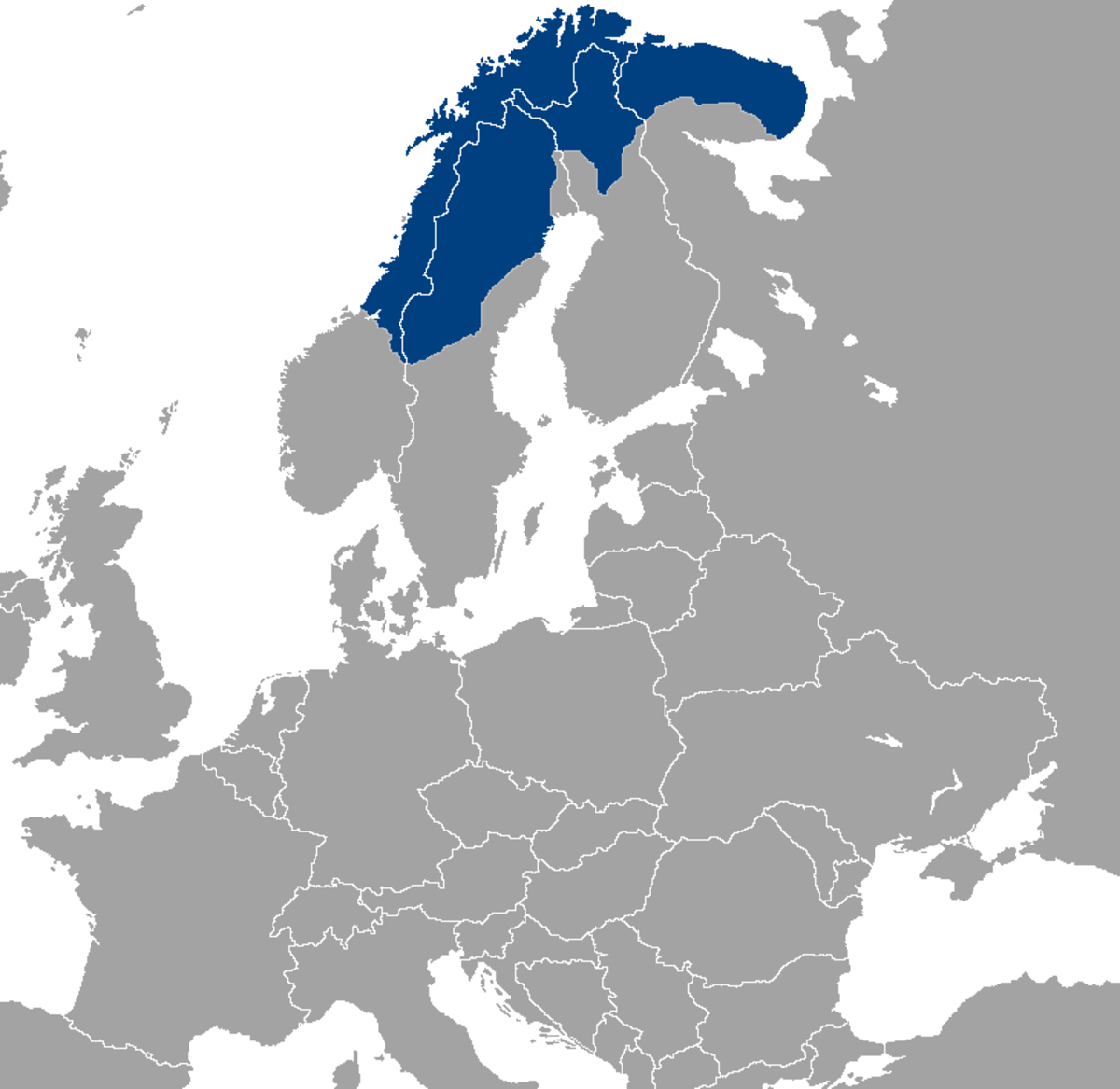 Saami territory spreads from Norway and Sweden to Finland and Russia.