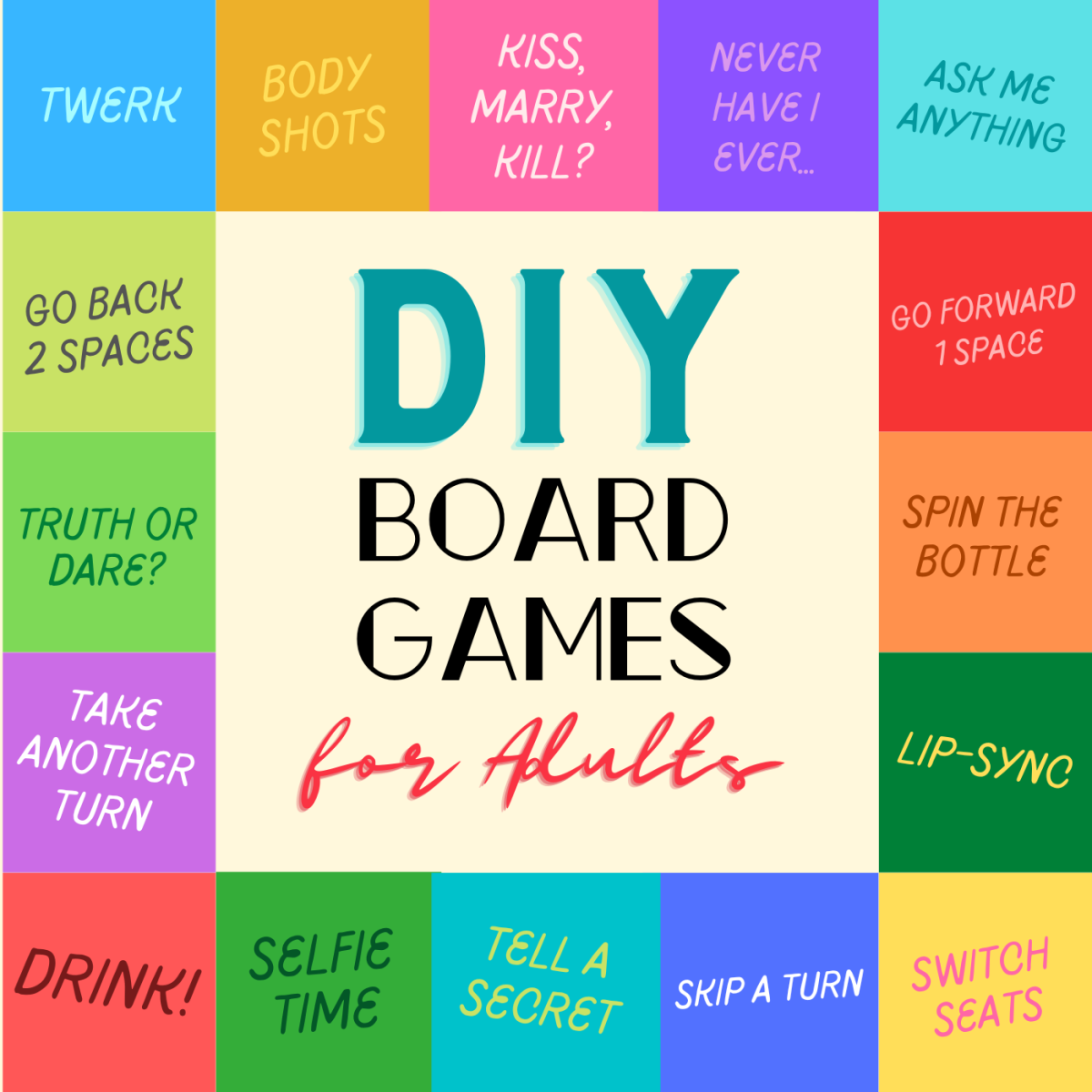 Check out some fun board games you can make for your next party, from giant Connect 4 to a naughty drinking game!