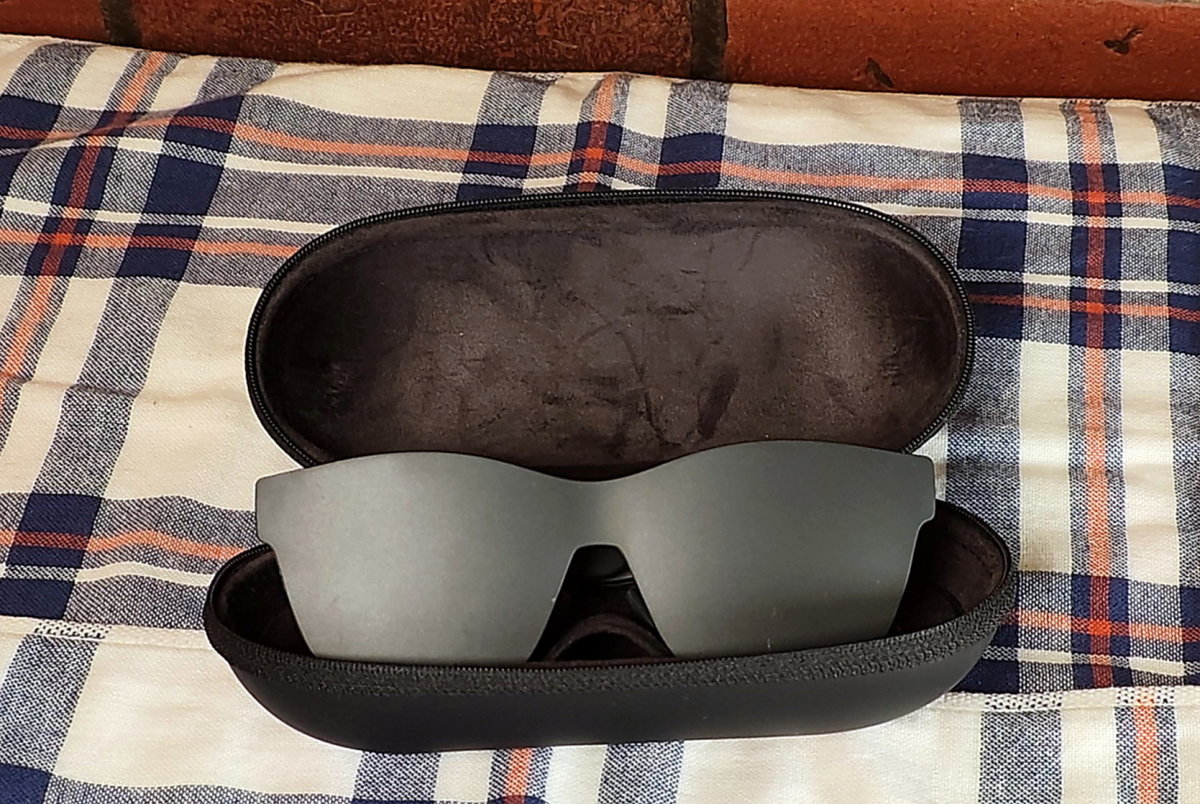Nreal AR glasses with light shield in place
