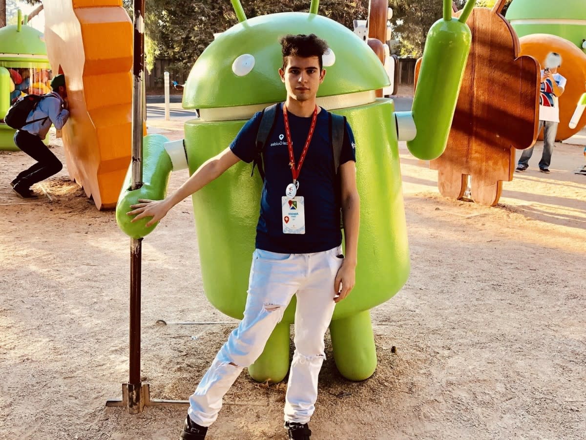 Me at Google Android Statue Garden, Mountain View (CA)