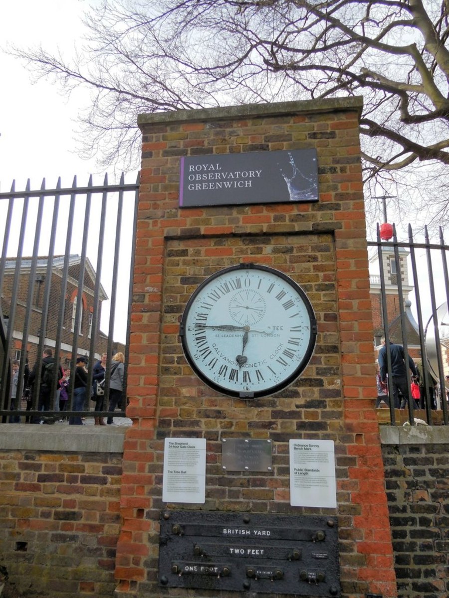 The Shepherd Gate Clock at the Royal Observatory was installed in 1852. It is thought to be the first public display of Greenwich Mean Time.