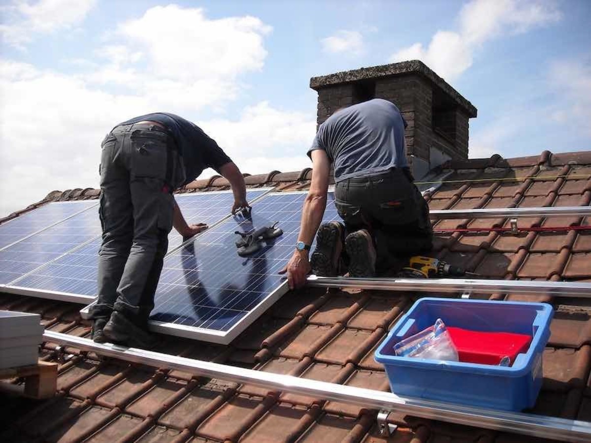 Solar panels attach on the roof with mounts which are installed by drilling holes through to the rafters.