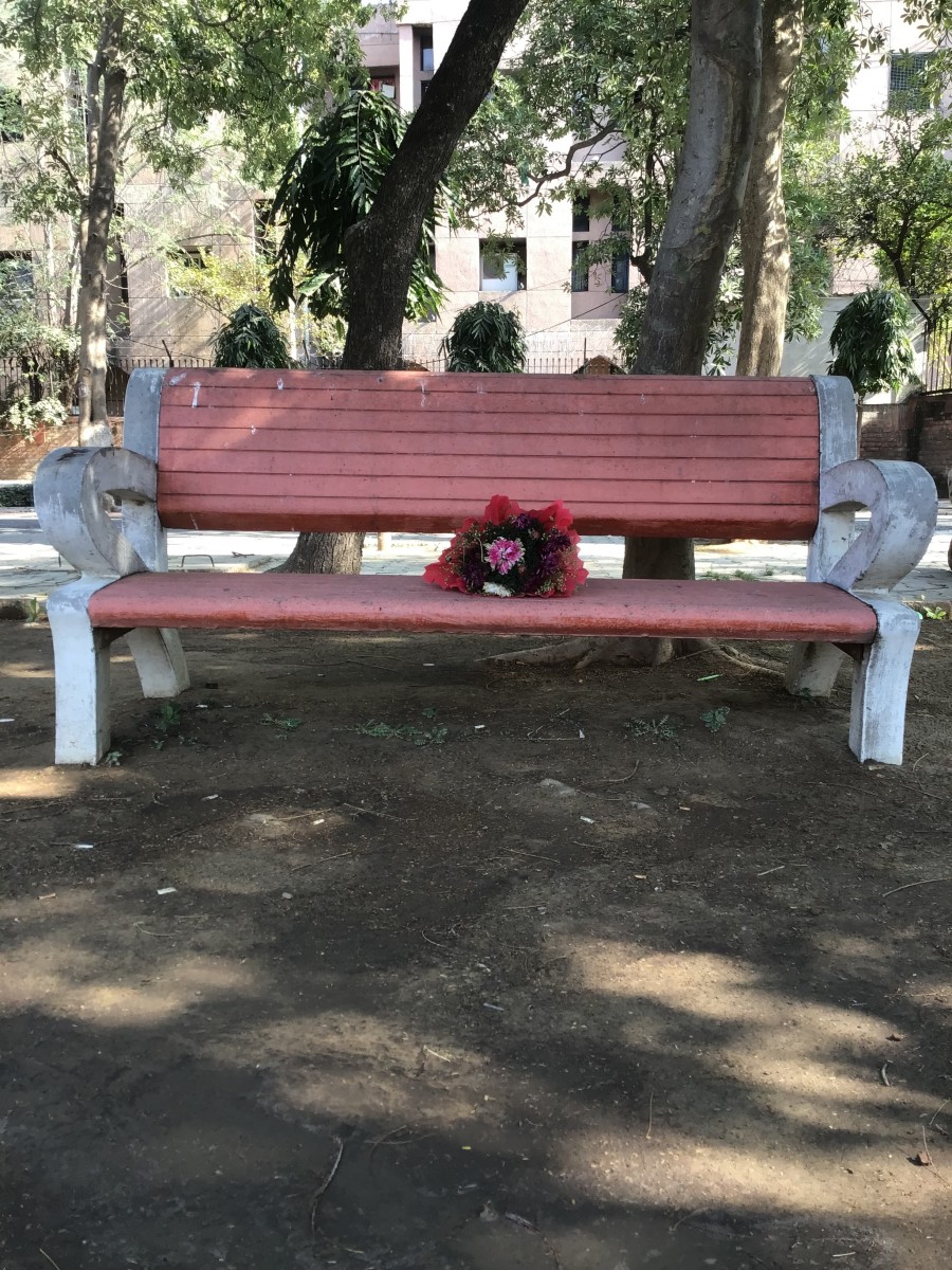 Resting on bench