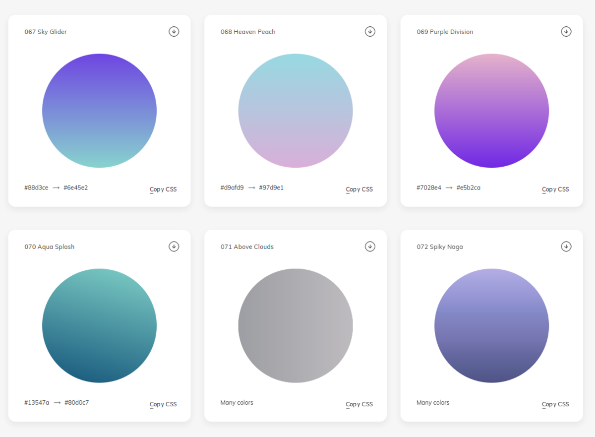 Web Gradients is a fantastic resource, with so many stunning gradients!