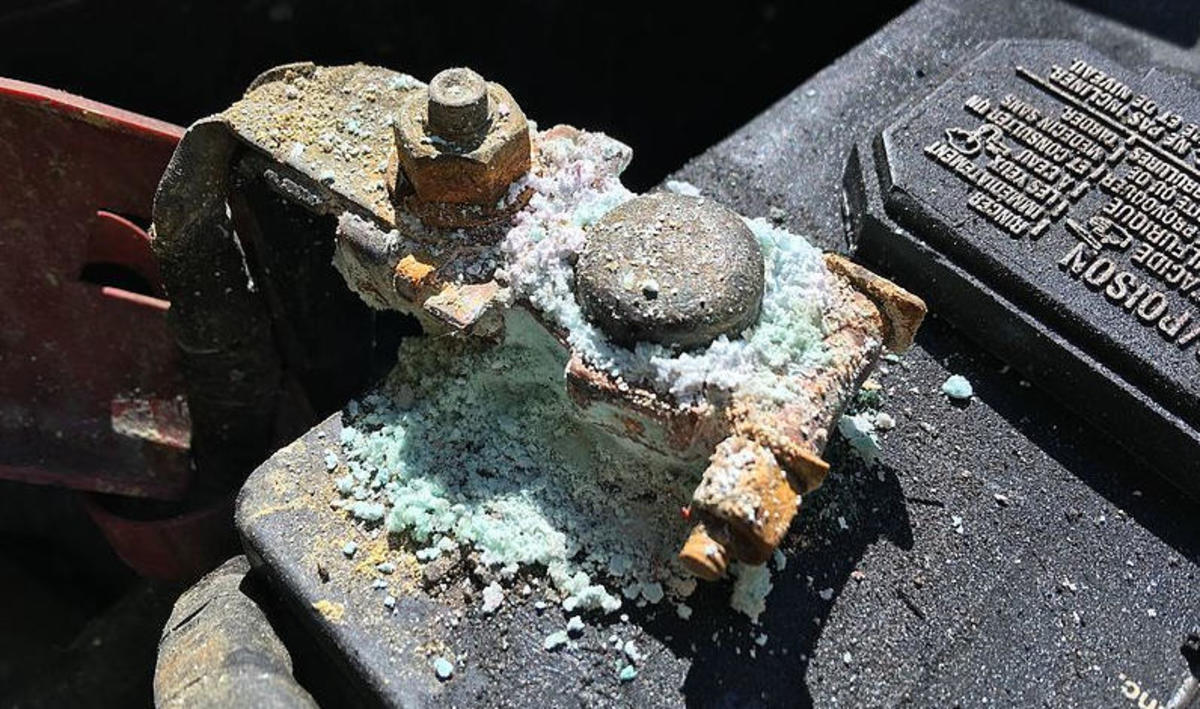 Corroded battery terminals can cause many electrical problems.