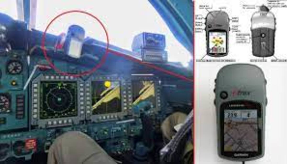 Losing the technical advantage. GPS duct taped to the dash of a Russian jet. 