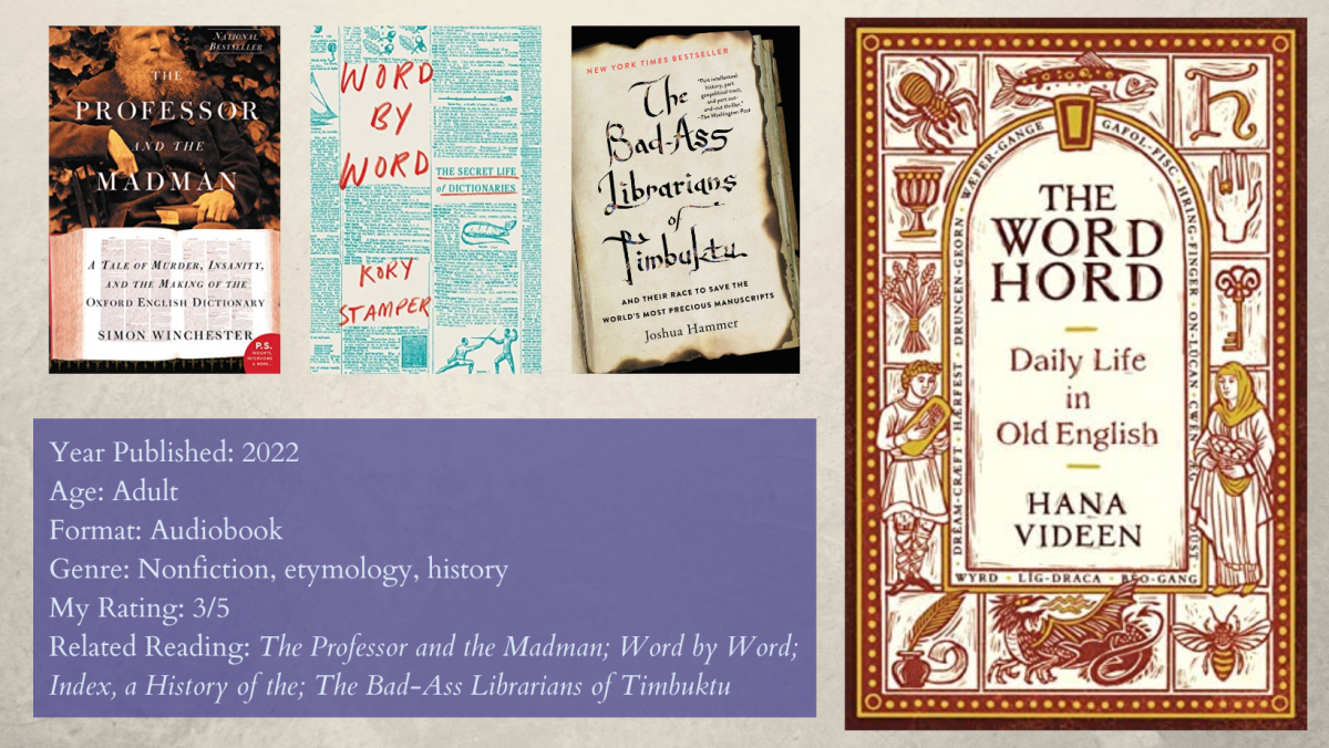 The Word Hord (3/5) with reading recommendations: The Professor and the Madman, Word by Word, Index a history of the, The Bad-ass Librarians of Timbuktu