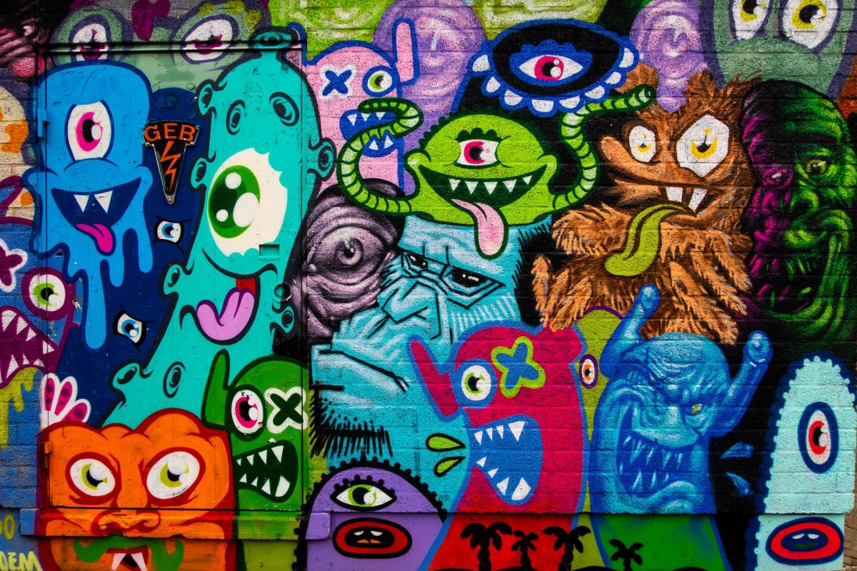 Graffiti street art cartoon monsters