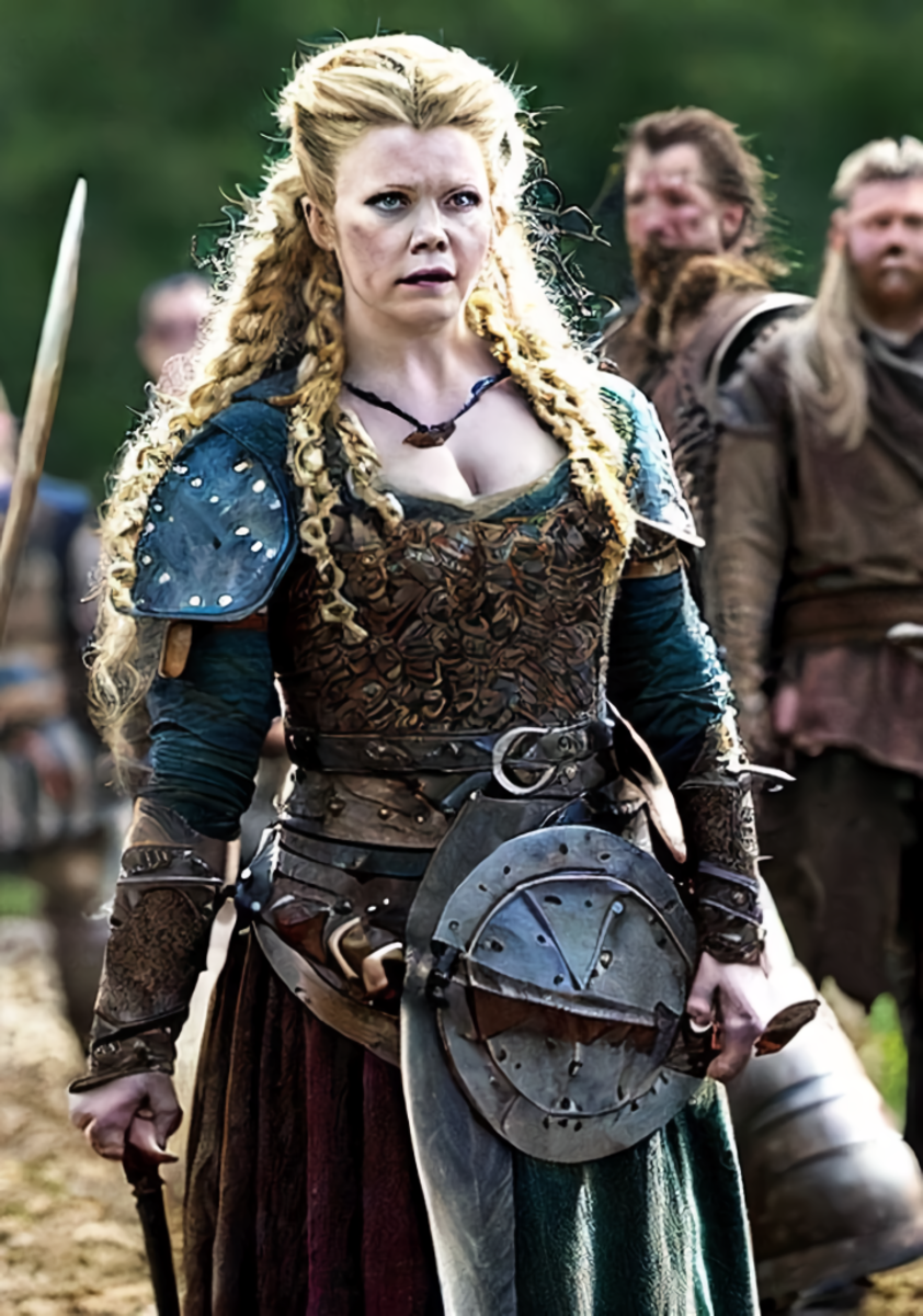 Prompt "Analog photograph of Katheryn Winnick dressed as Lagertha, Vikings"
