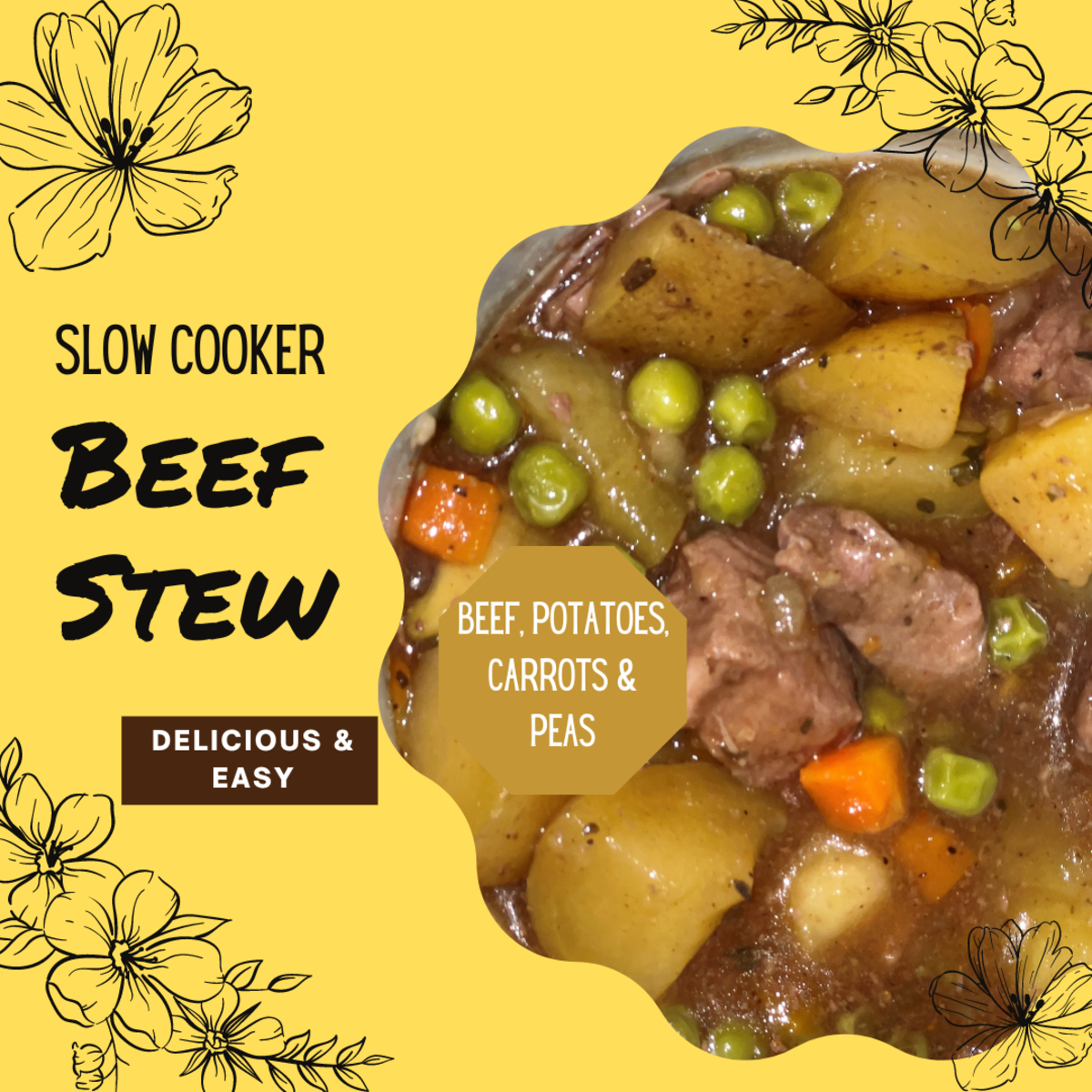 Slow Cooker Beef Stew With Potatoes, Carrots, and Peas