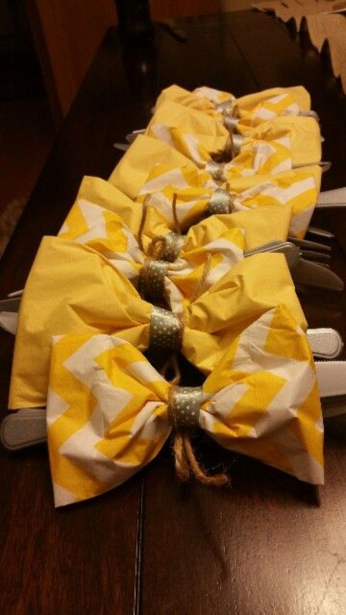 Bowtie silverware and napkins for you are my sunshine baby shower