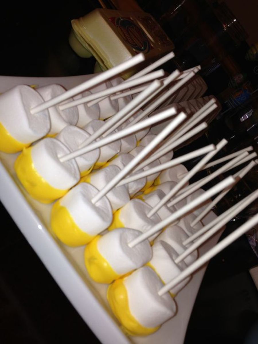 Grey and Yellow Baby Shower dipped marshmallows 