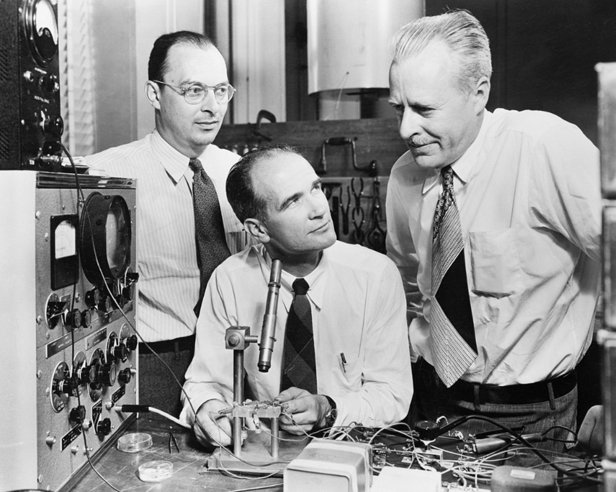 John Bardeen, William Shockley and Walter Brattain at Bell Labs in 1948