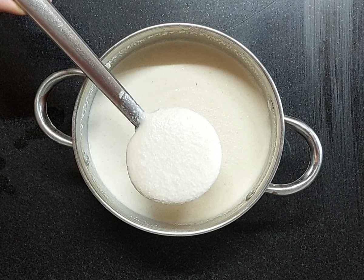 After fermentation, add salt to taste, add water if required to adjust the consistency. The batter must be thick but pouring consistency like idli batter.