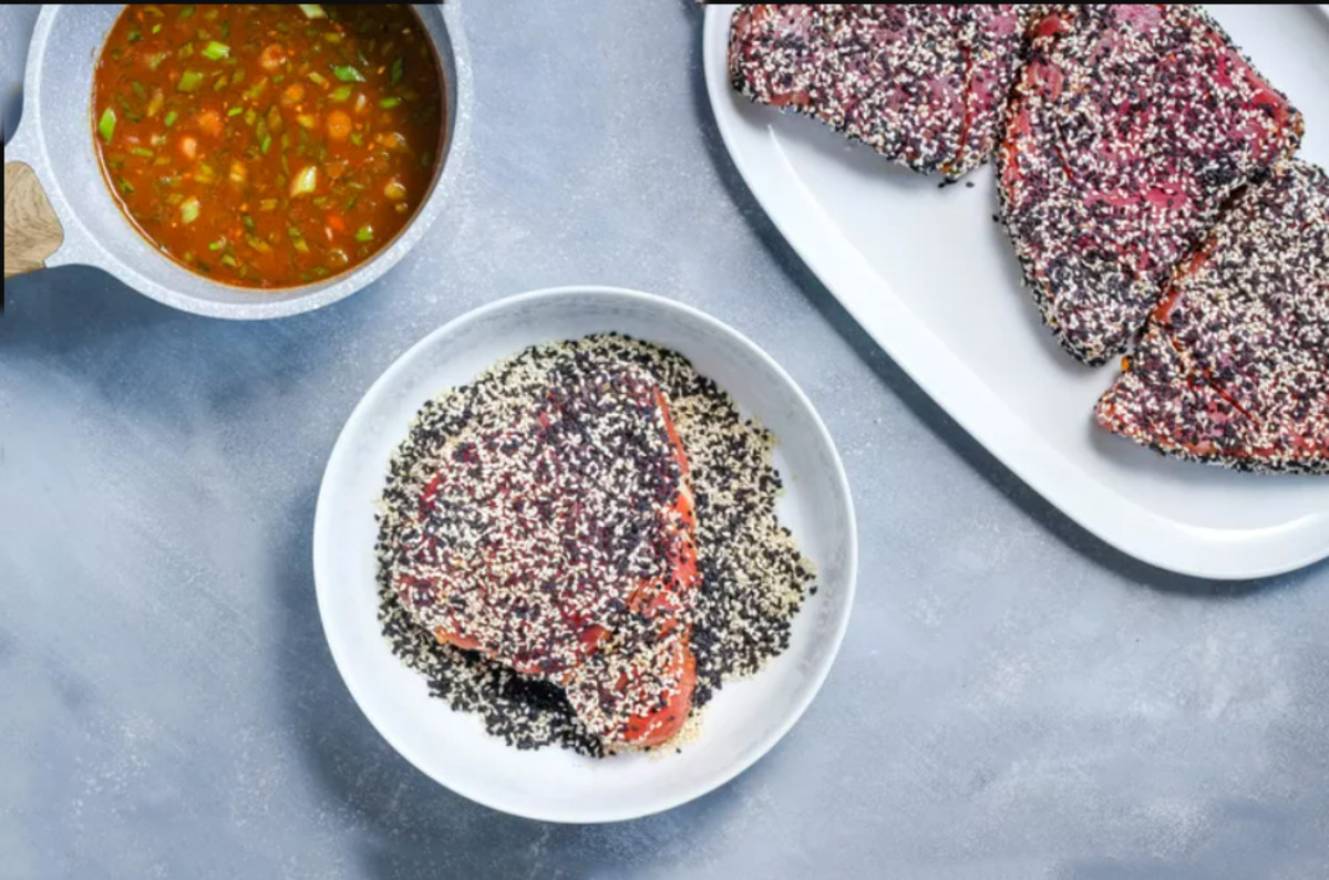 Grilled Tuna Steaks With Asian Sesame Crust 