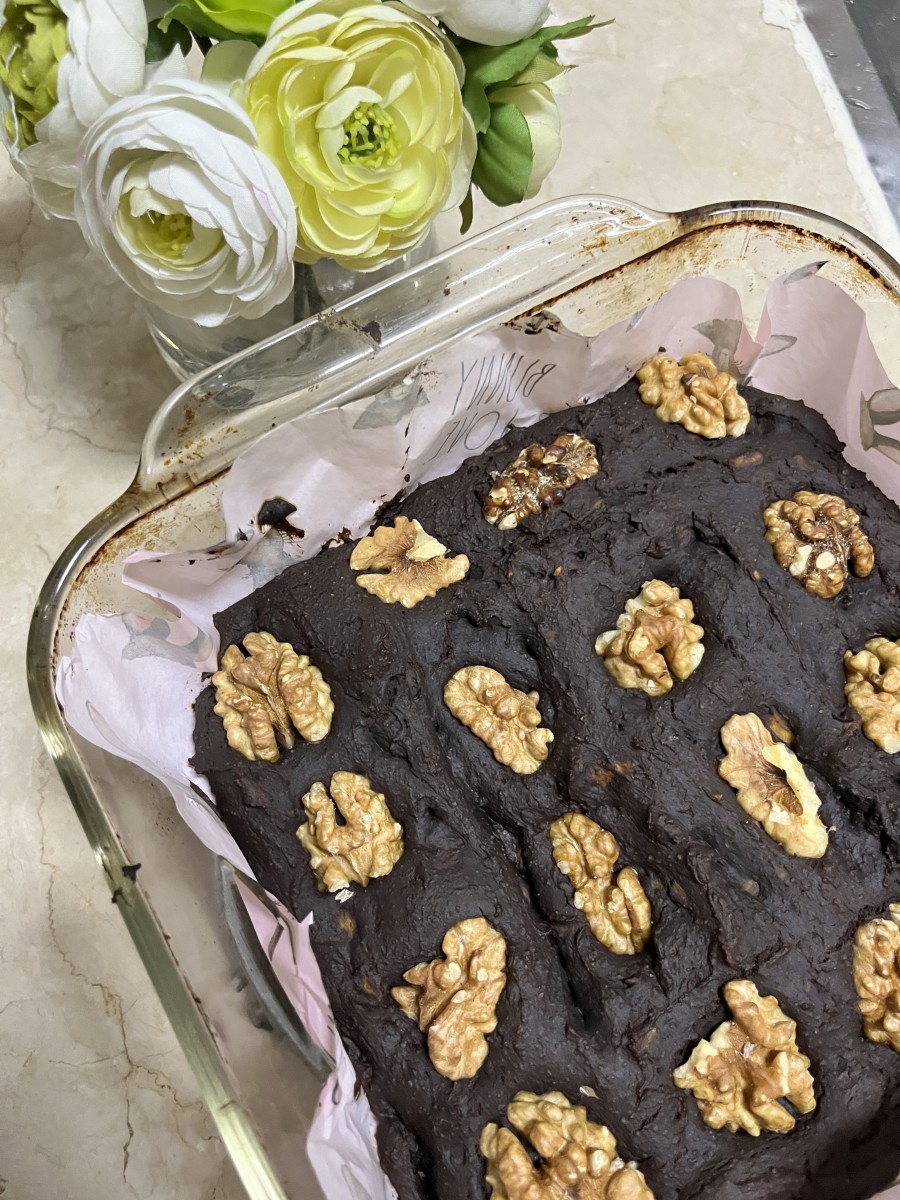 Gluten-Free Flour Brownies With Cacao Powder and Walnuts