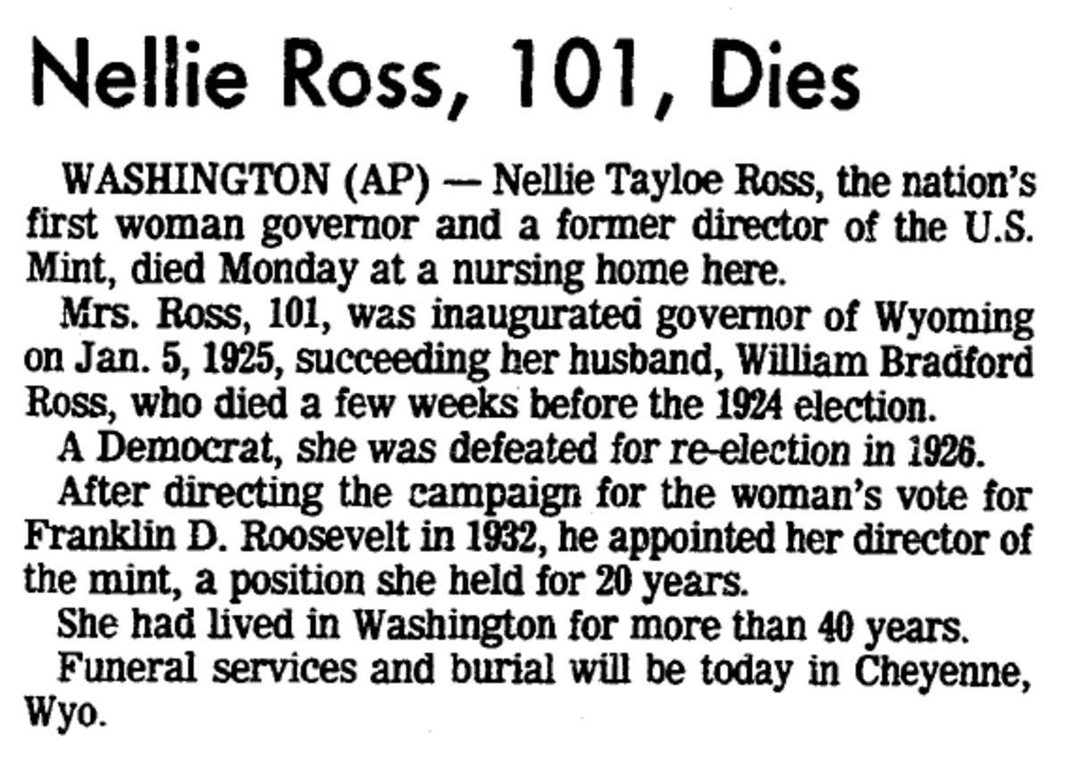 Nellie Tayloe Ross The First Female Governor of a U.S. State Owlcation