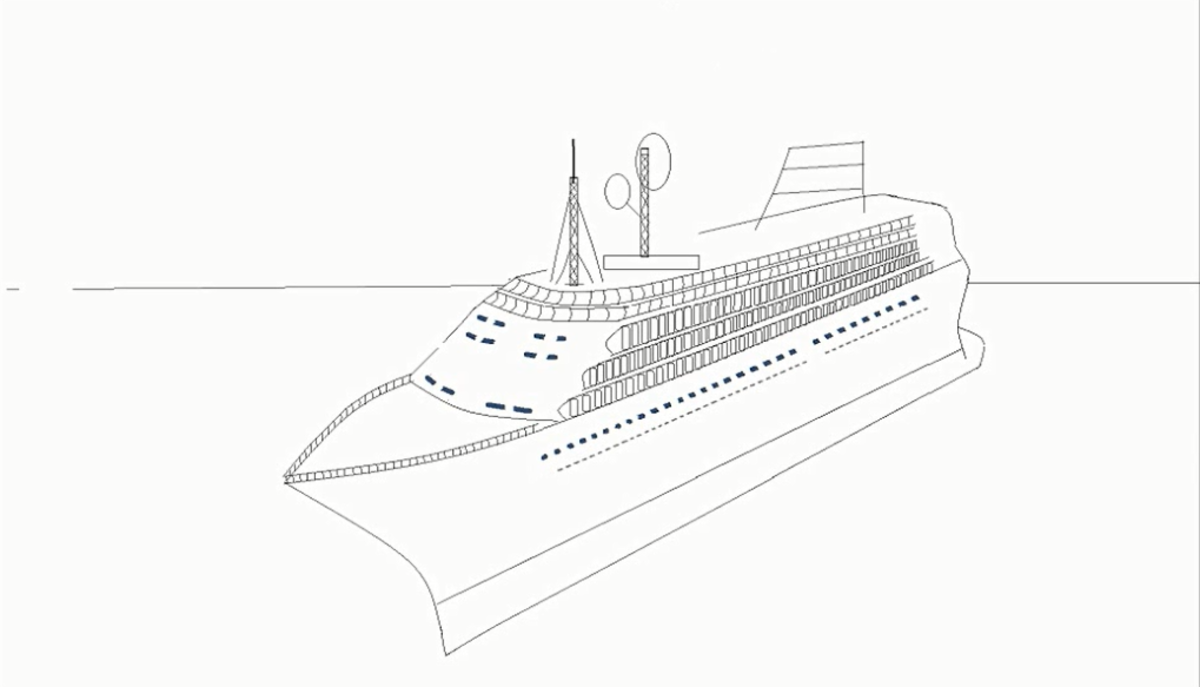 Drawing Large Cruise Ship Design Elements PNG Images | AI Free Download -  Pikbest