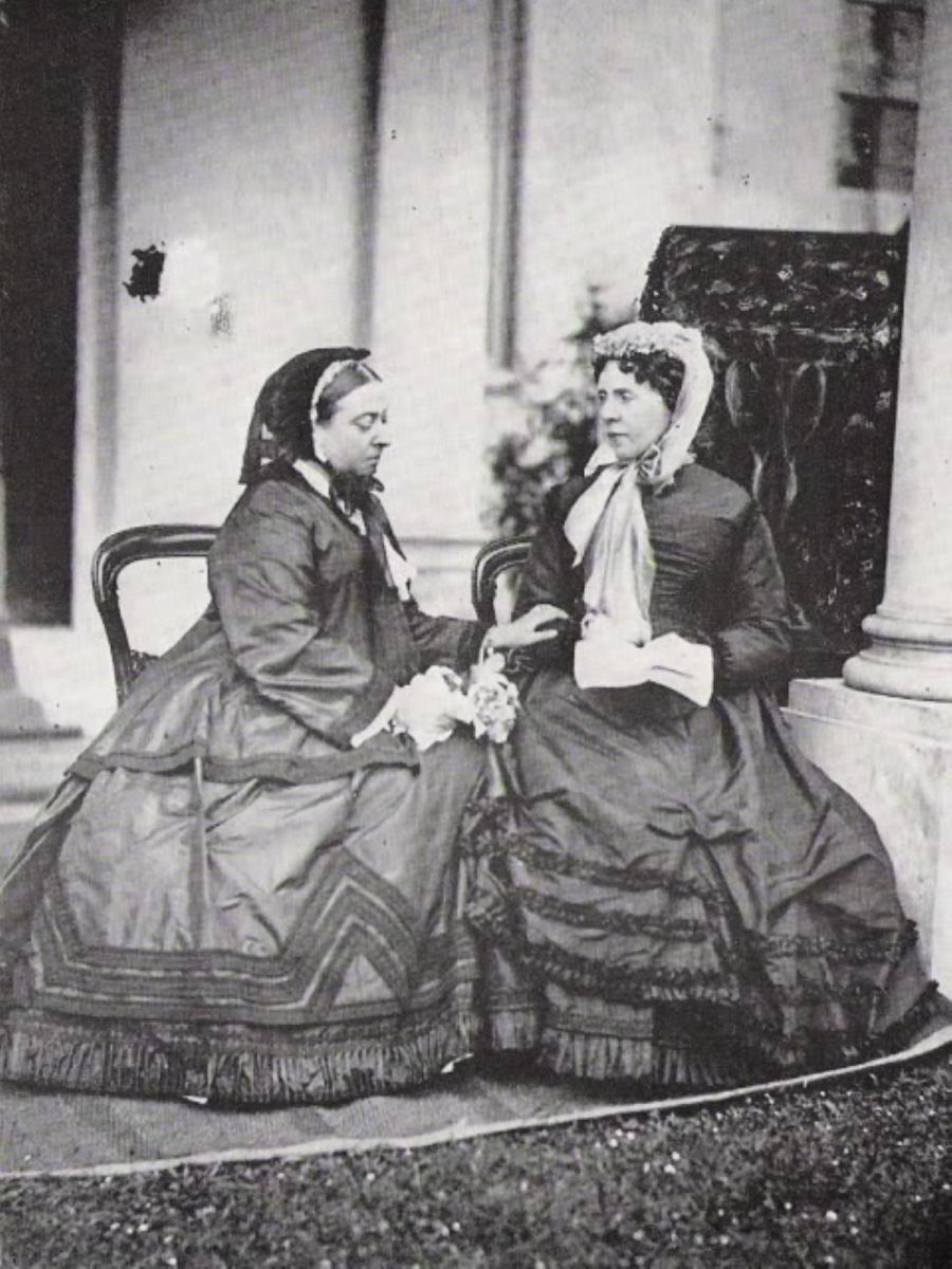 1867: Queen Victoria with Queen Augusta of Prussia at Frogmore, Windsor.