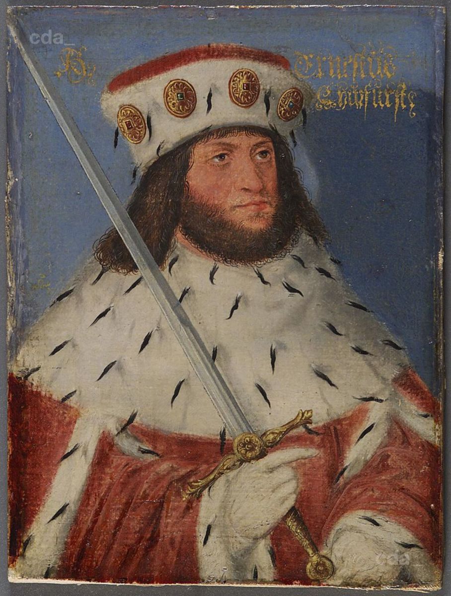 Ernst (Ernest) Prince-Elector of the Saxon duchies, the eldest son of Frederick II of Saxony. He founded the House of Wettin's Ernestine line. 
