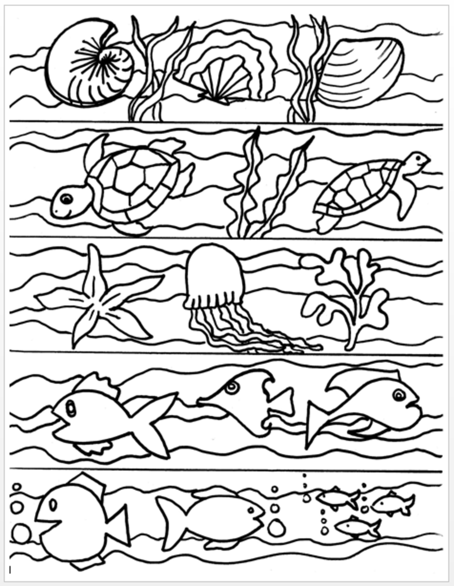 Ocean-themed bookmark to color. Ocean-themed bookmark to color.