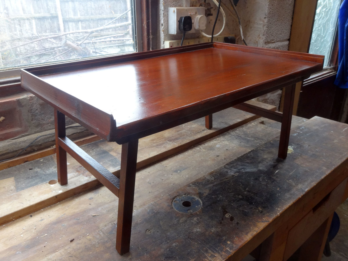 Upcycling Folding Bed Table from Hardboard Top to Solid Pine Wood Table Top