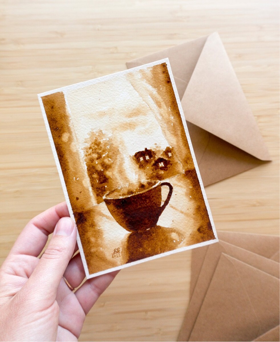 Create Unique Greeting Cards With Coffee: Step-by-Step Tutorial