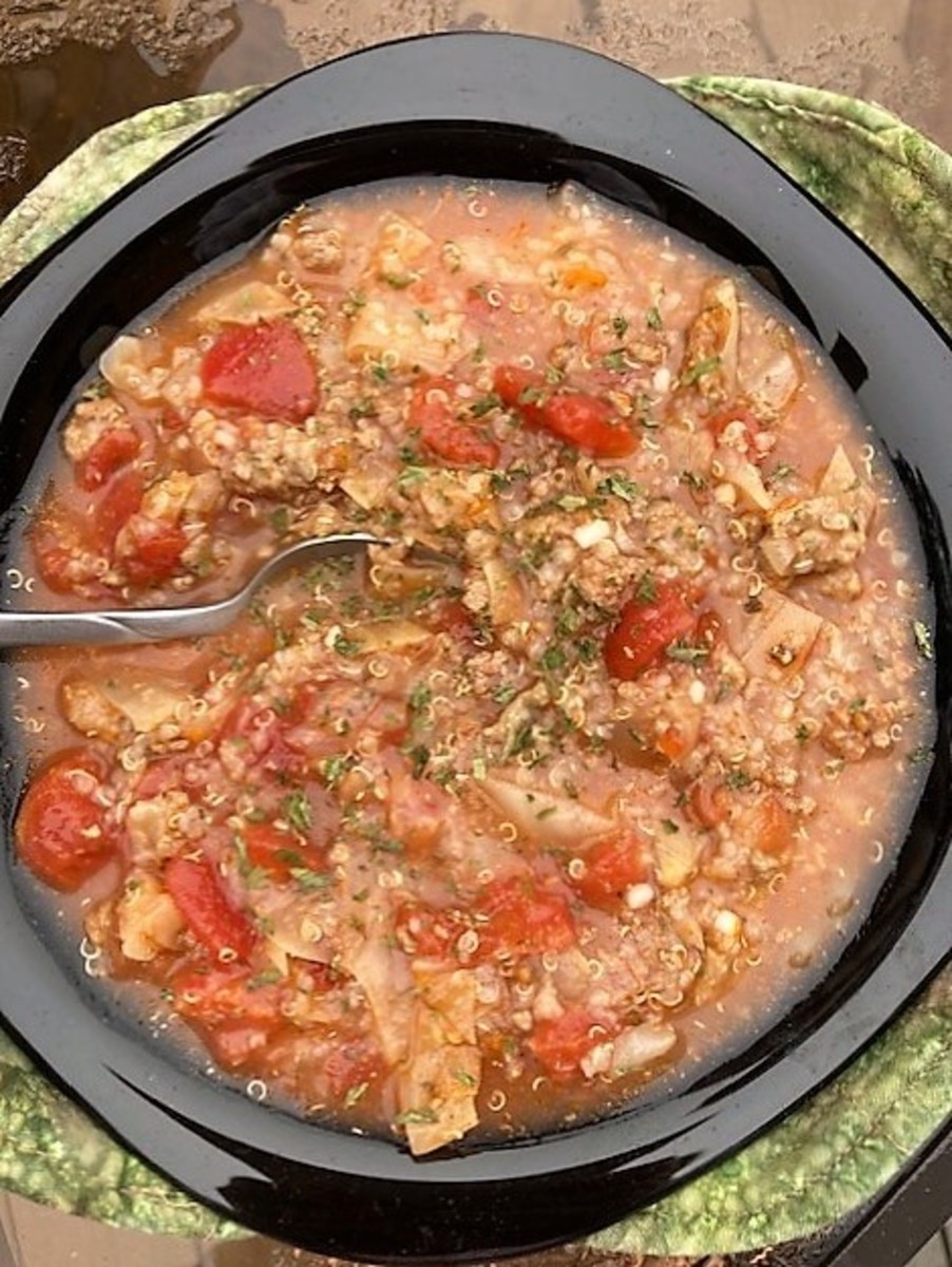 Stuffed Cabbage and Quinoa Soup