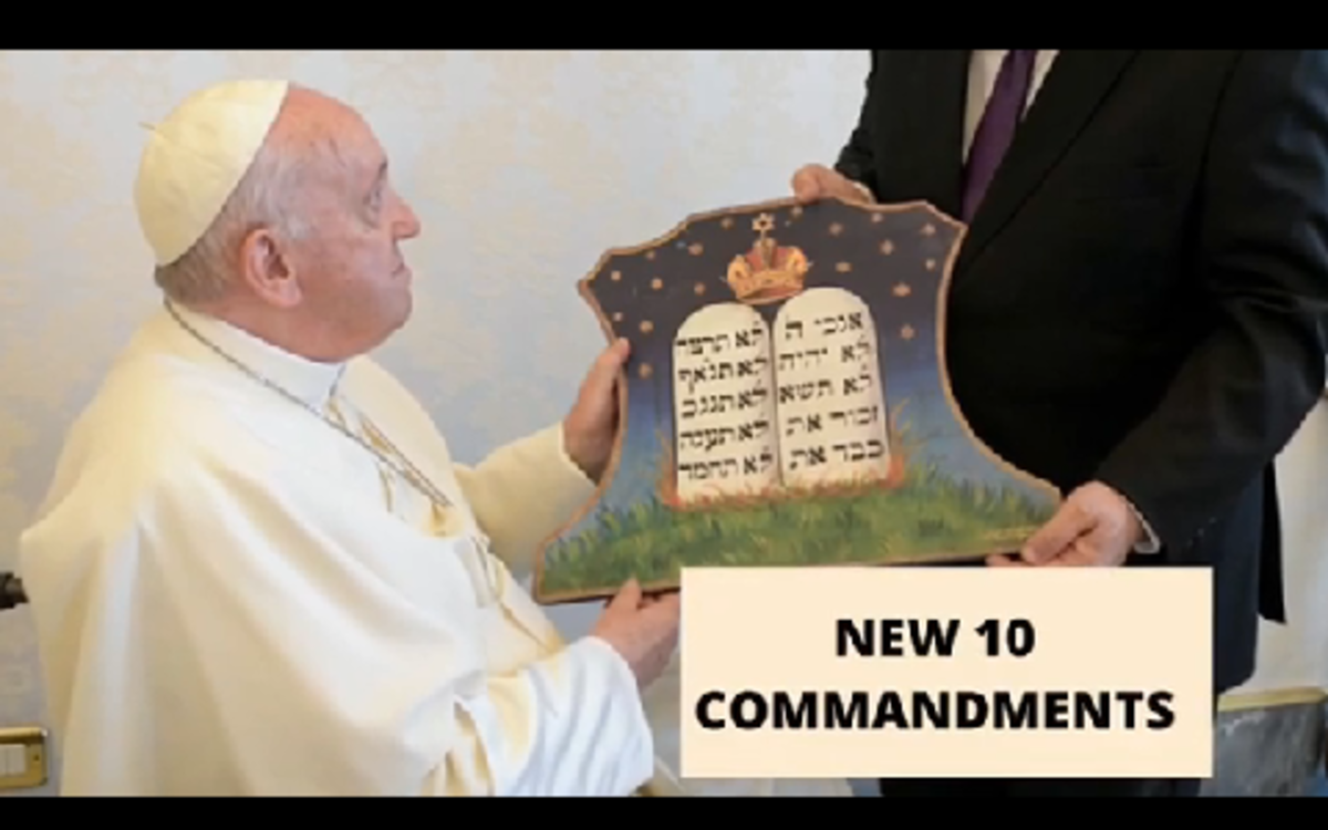 The handing over of the new 10 commandments by Pope Francis 