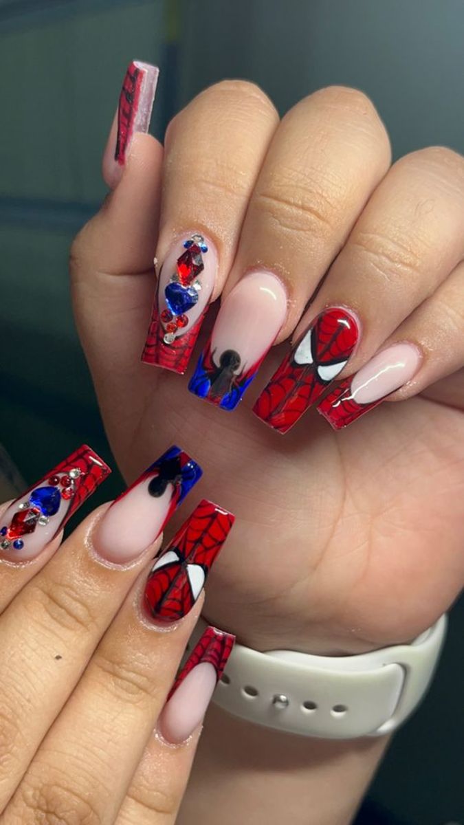 Spider-Man Nails 🖤🕸🕷#spiderman #spidermannails #halloweennails  #spookyseason# #spookynails #nail #210nails #210nailtech | Instagram