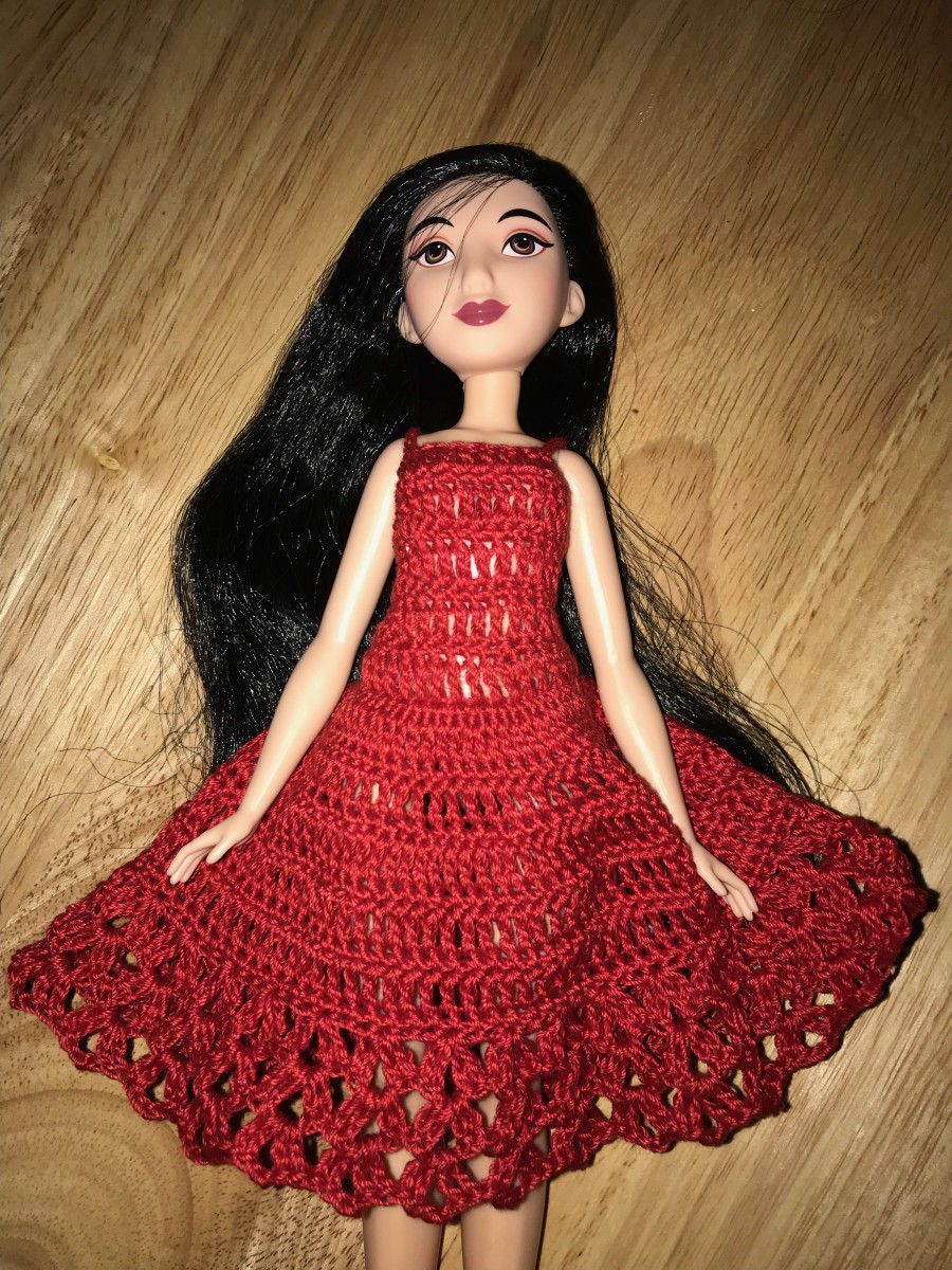Crochet Disney Princess Royal Shimmer doll dress pattern