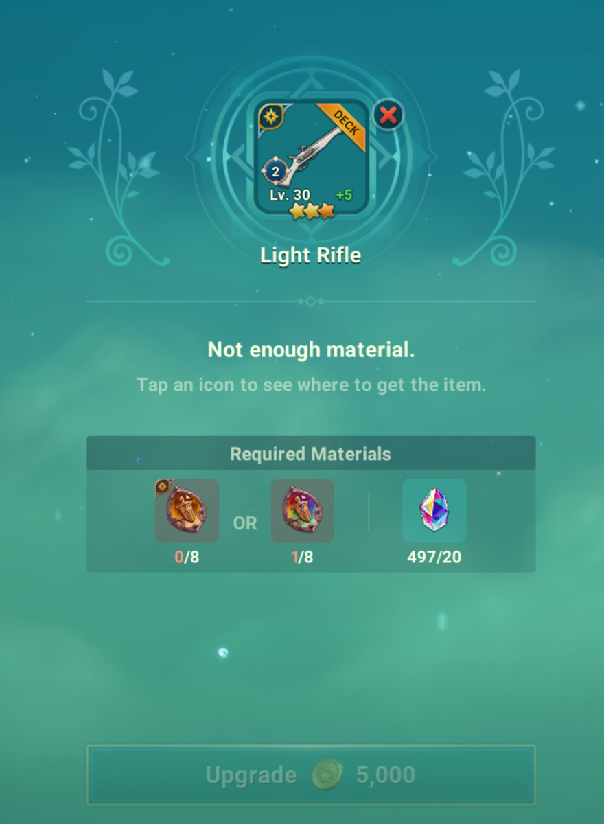 Weapon, armor, and accessories upgrade to a higher amount of stars require Territe.