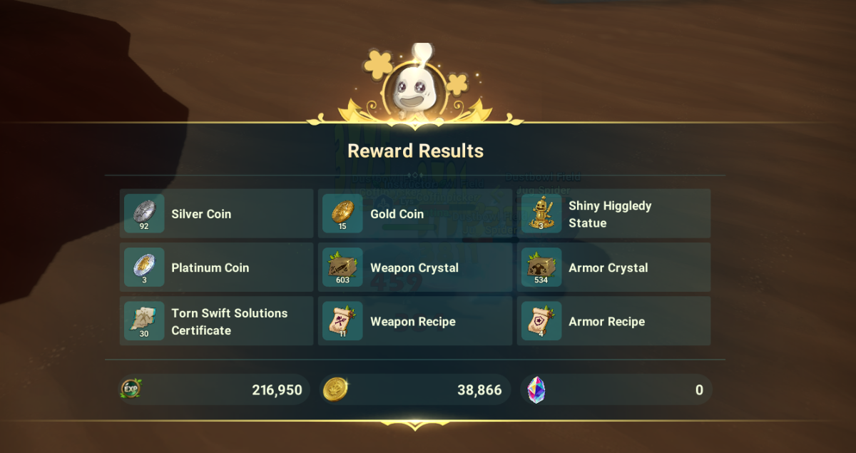 The results of about 3-4 hours of farming in Allegra Plateau - Dustbowl Field with no Energy Drinks. Including the direct gold drop of 38,866 , this is 99,066 gold. About 25,000 - 33,500 per hour.