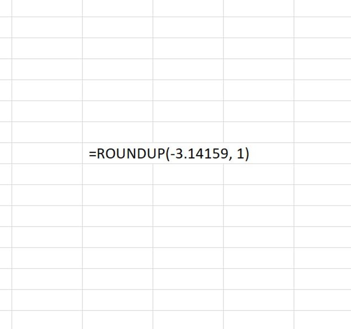 The ROUNDUP function is used to round up a number to one decimal place. 