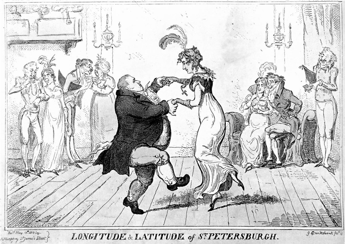 Many people with strong morals objected to the waltz because of its closed positions. (Although that man is waltzing, he's actually holding the lady's hands.)