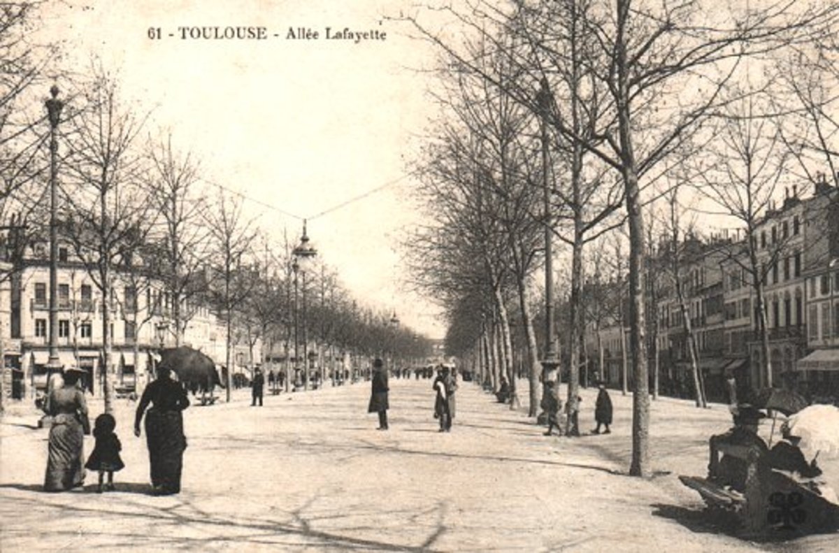 Allées Lafayette (aujourd'hui Allées Jean-Jaurès) à Toulouse (Haute-Garonne, France).