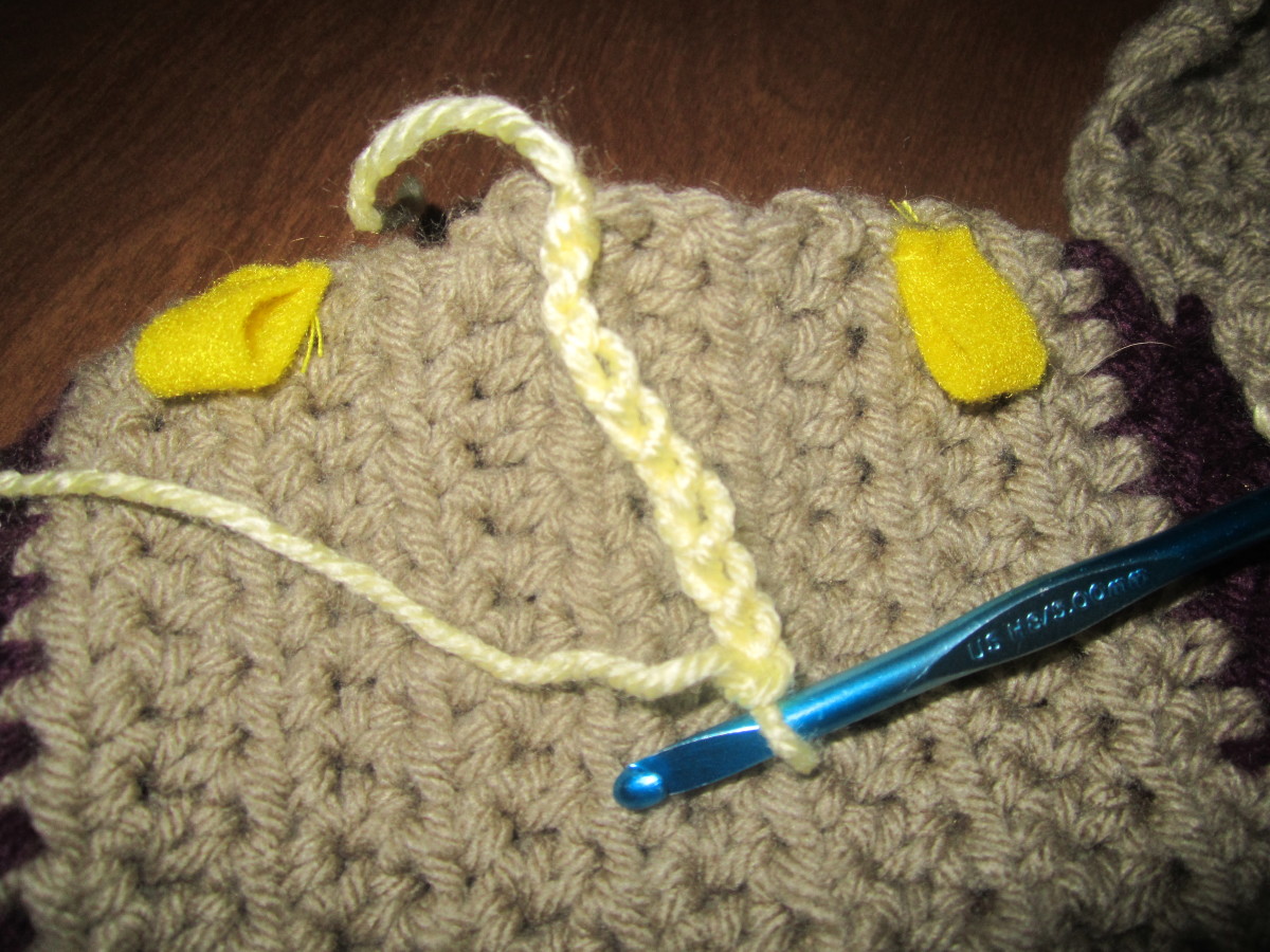 Crochet chain on panel to create a necklace loop.