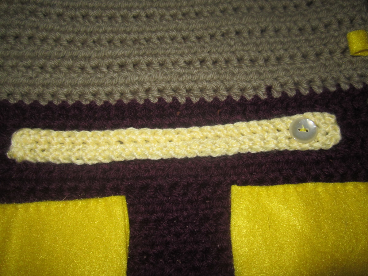 Ring band sewn down with button.