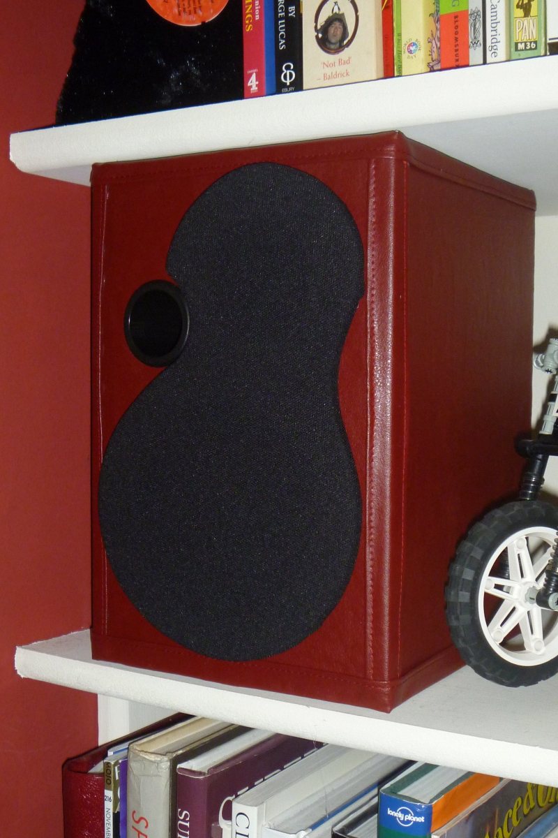 This DIY subwoofer matches the size of the book shelf.
