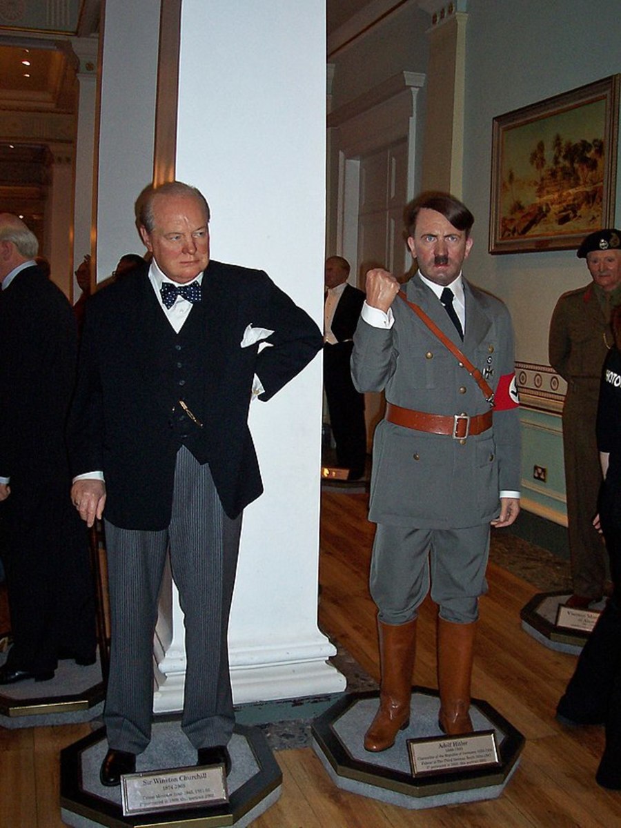 Wax statues of Winston Churchill and Adolph Hitler