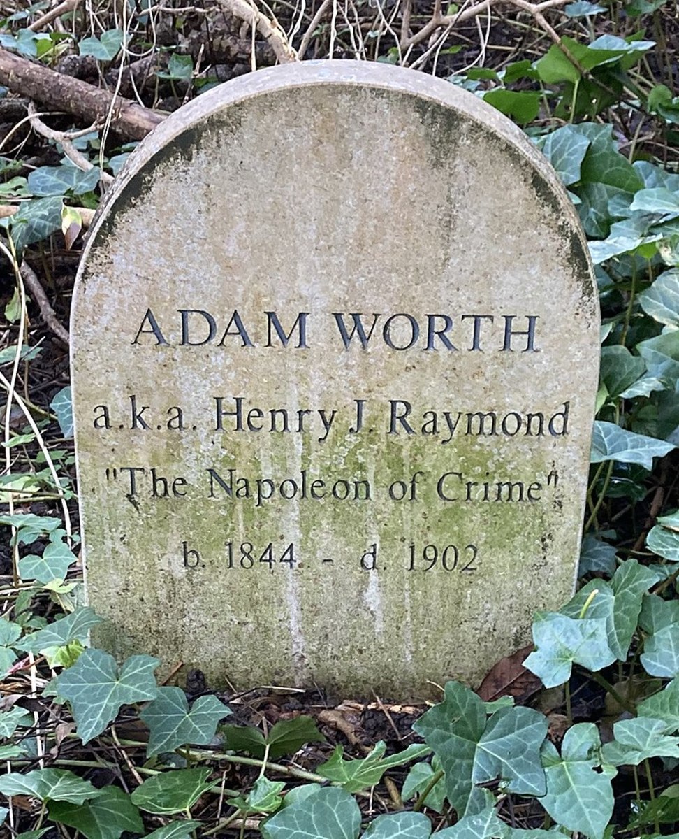 Adam Worth's headstone in London's Highgate Cemetery.
