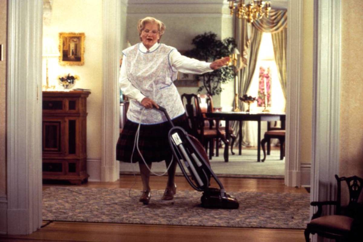 Robin Williams as Mrs. Doubtfire in Mrs. Doubtfire the movie