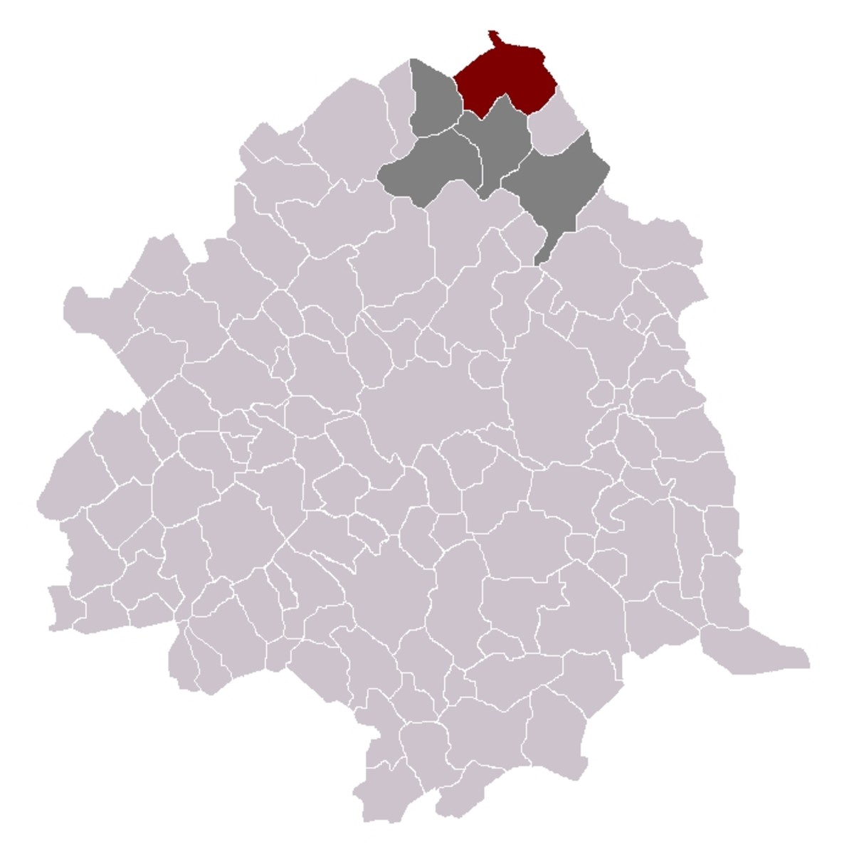 Map location of Halluin, France in Lille 'arrondissement' 