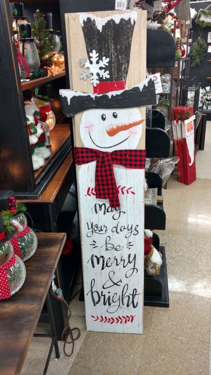 "Merry and Bright" Snowman Sign