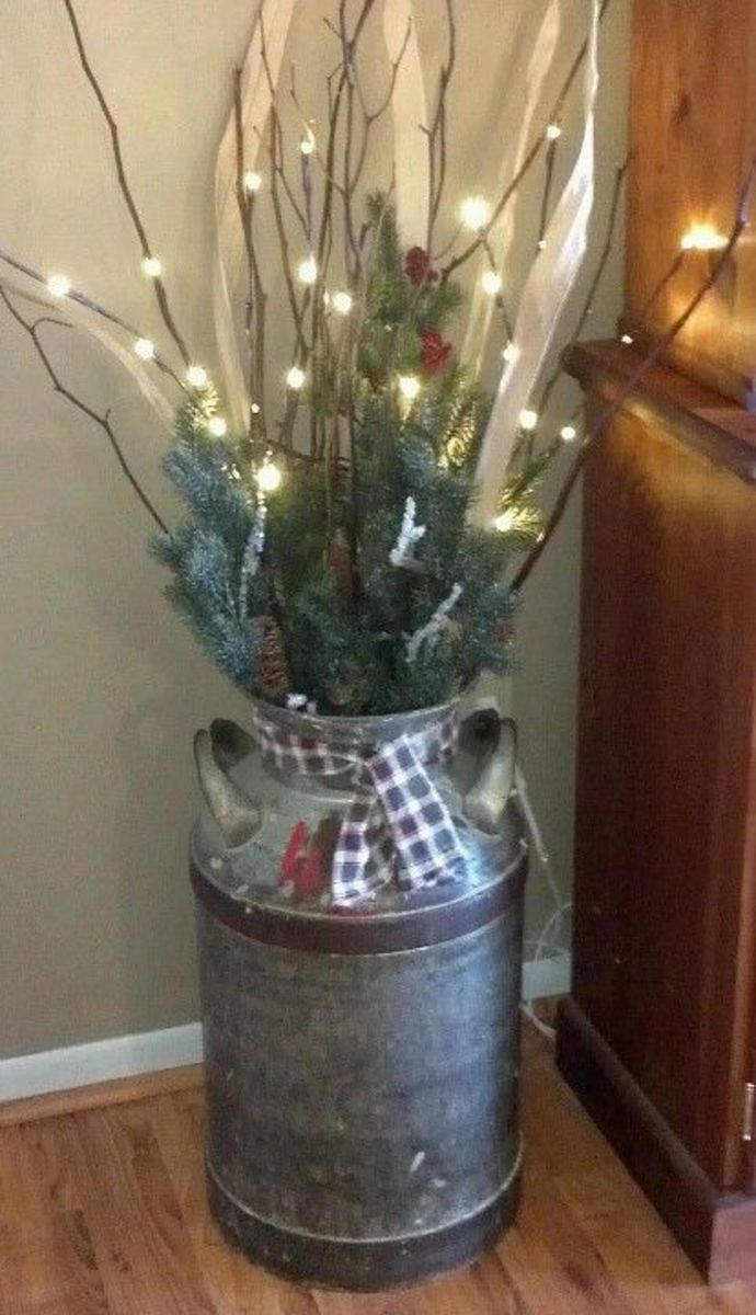 Milk Can With Light-Up Branches
