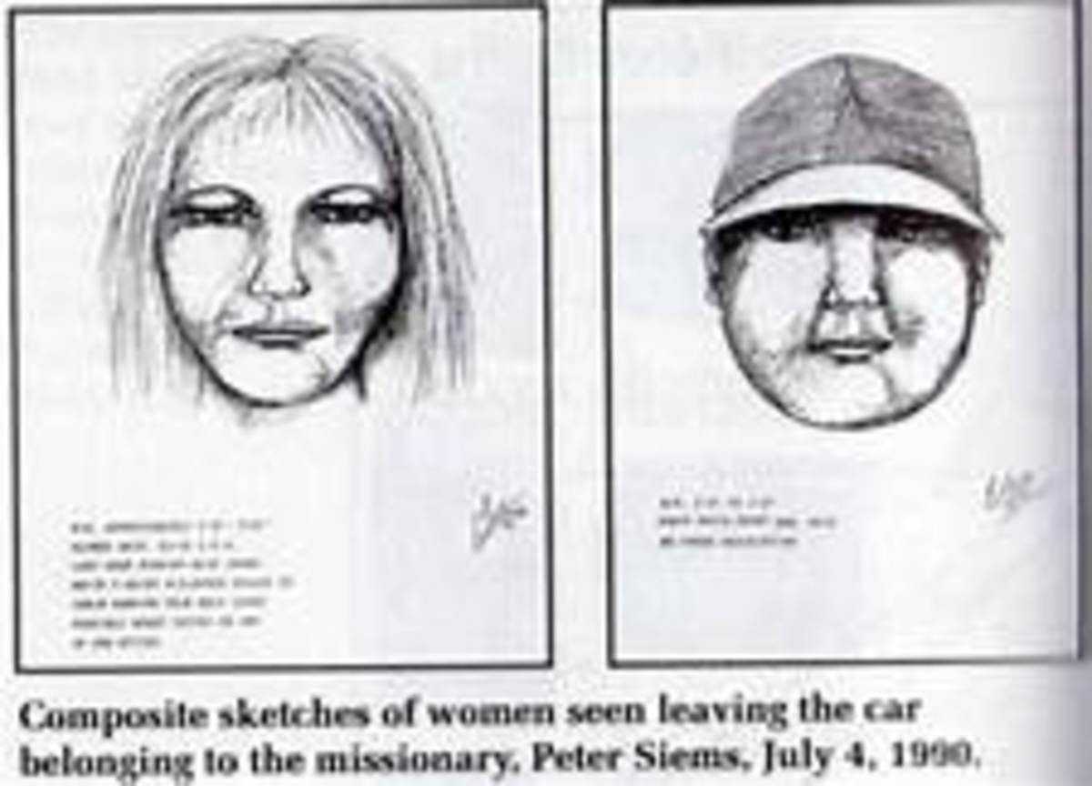 Police sketch of Alieen Wuornos and Peter Sims