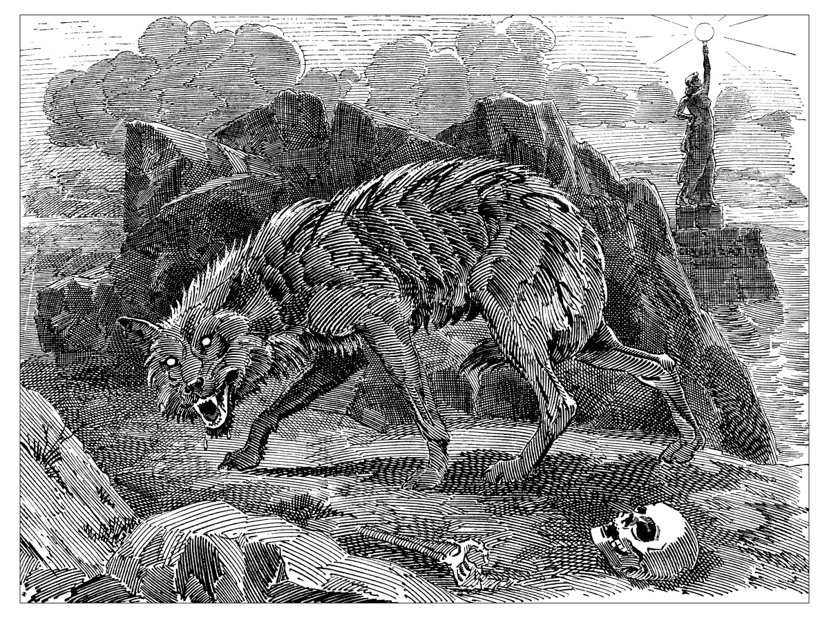 A British illustration depicting the Werewolf of Anarchy.
