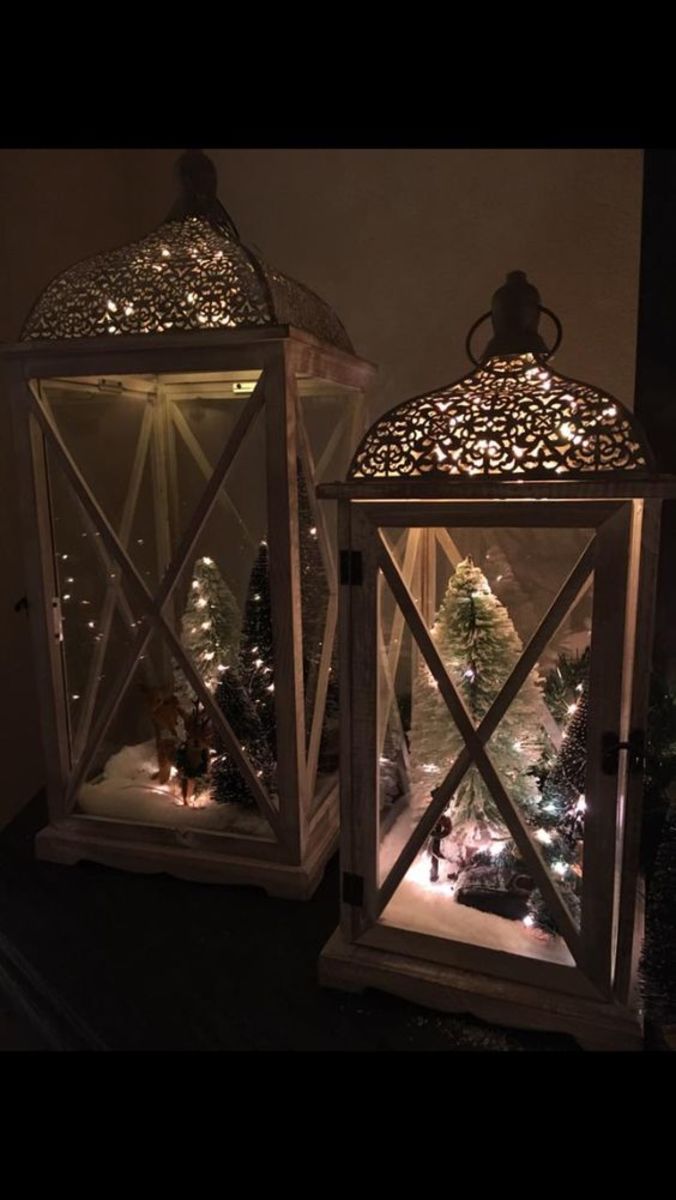 Intricate Lanterns With Winter Scenes