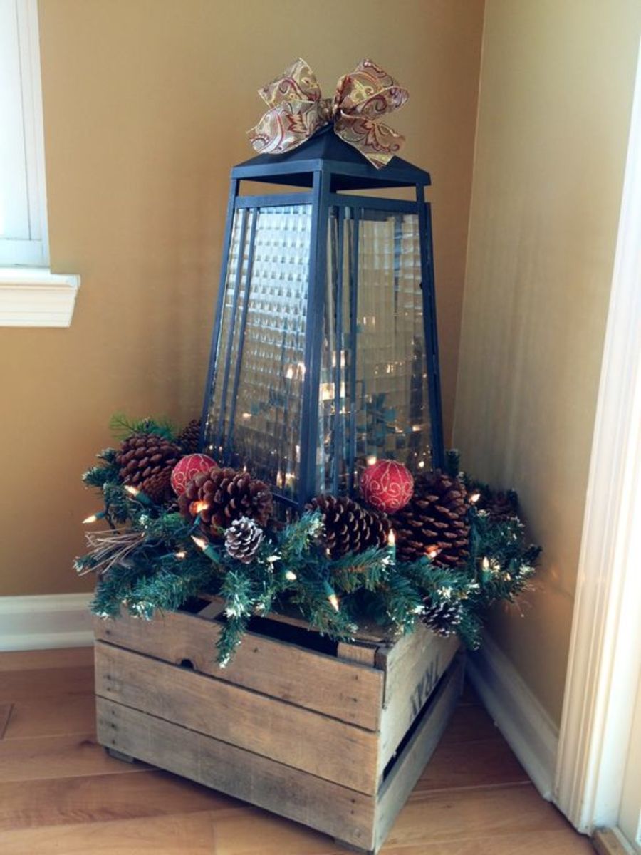 Lantern on Wooden Crate