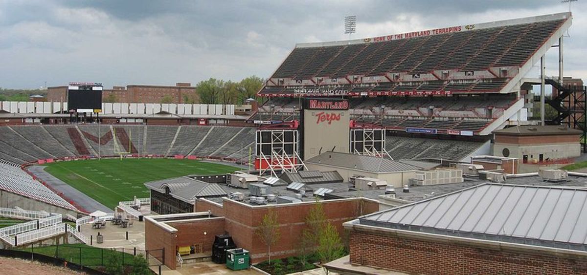 A shot of the Chevy Chase Field at Byrd Stadium, University of Maryland. 